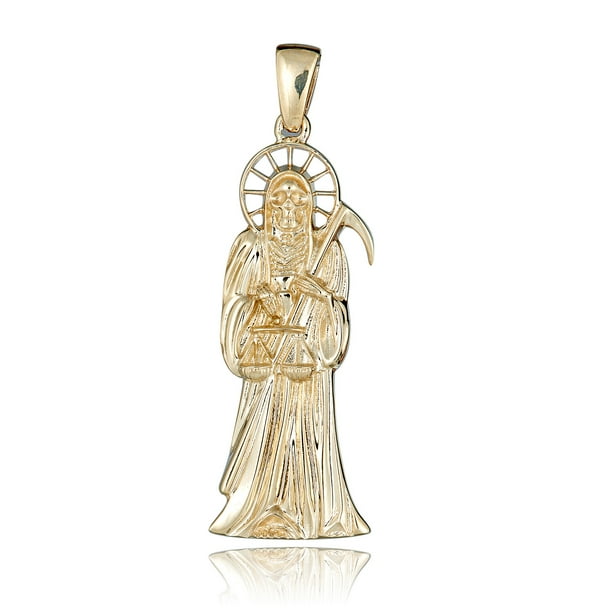 Avora Jewelry 10k Yellow Gold Santa Muerte Religious Pendant Charm Com - 10k Gold Santa Muerte Pendant