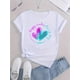thumbnail image 2 of 1pc Women'S Fashion Gradient Heart Print T-Shirt, Casual Crew Neck Short Sleeve Top, Polyester Knit Fabric with Medium Stretch, All-Season Comfort Fit Tee, 2 of 8