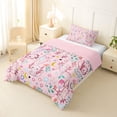 thumbnail image 2 of Manfei Adorable Axolotl Twin Comforter Sets,Floral Seamless Print Bedding Set For Girls,Pink Pastel,Pink Reversible,2 Pieces,1 Comforter and 1 Pillowcase, 2 of 8