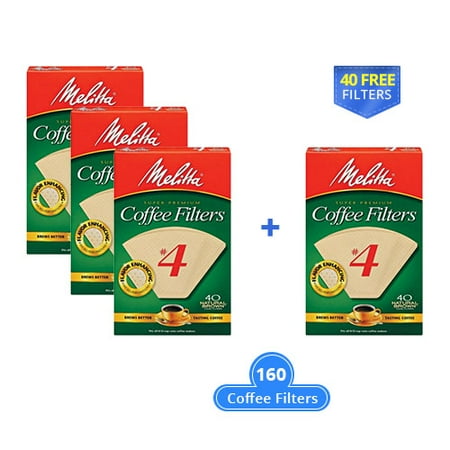 Melitta 624412 #4 Natural Brown Cone Coffee Filters 160 Counts (4-Pack of 40 Counts)