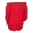 thumbnail image 2 of eVogues Plus size Smocked Off Shoulder Top Red, 2 of 3
