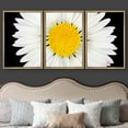 thumbnail image 3 of wall26 - 3 Piece Framed Canvas Wall Art - Daisy Flower Isolated on Black Background - White with Yellow Center - Modern Home Art Stretched and Framed Ready to Hang - 16"x24"x3 Natural, 3 of 5