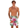 thumbnail image 5 of Men's Shorts with Pockets and Drawstrings Big and Tall Hawaiian Tropical Print Double-layer Elastic Waist Loose Beach Swim Trunks, 5 of 9