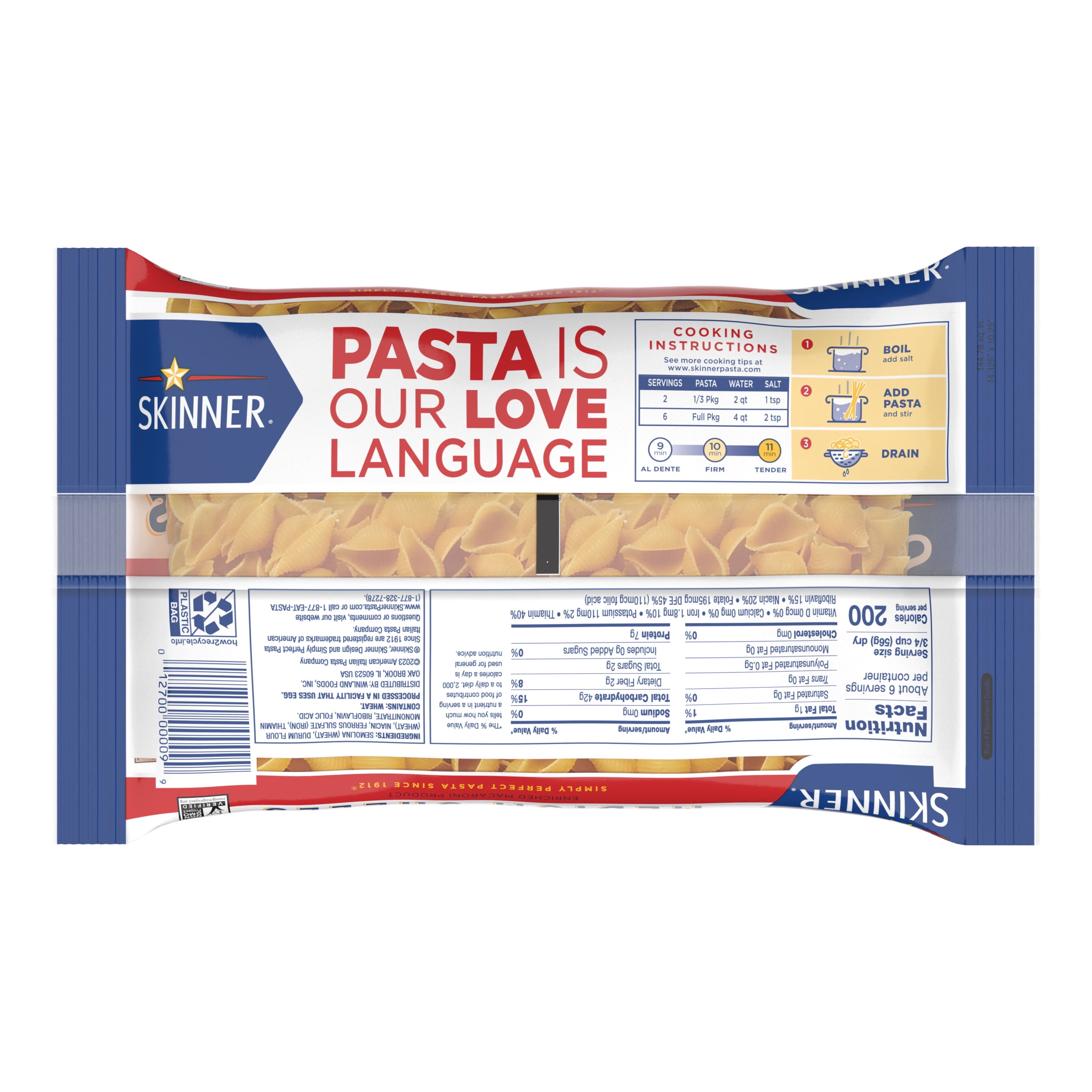 (4 pack) Skinner 12 oz Medium Shell Pasta
