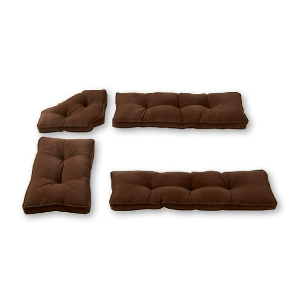 Greendale Home Fashions Ensemble de Coussins Hyatt pour Coin Cuisine, Assortiment de 4 Pcs, Moka
