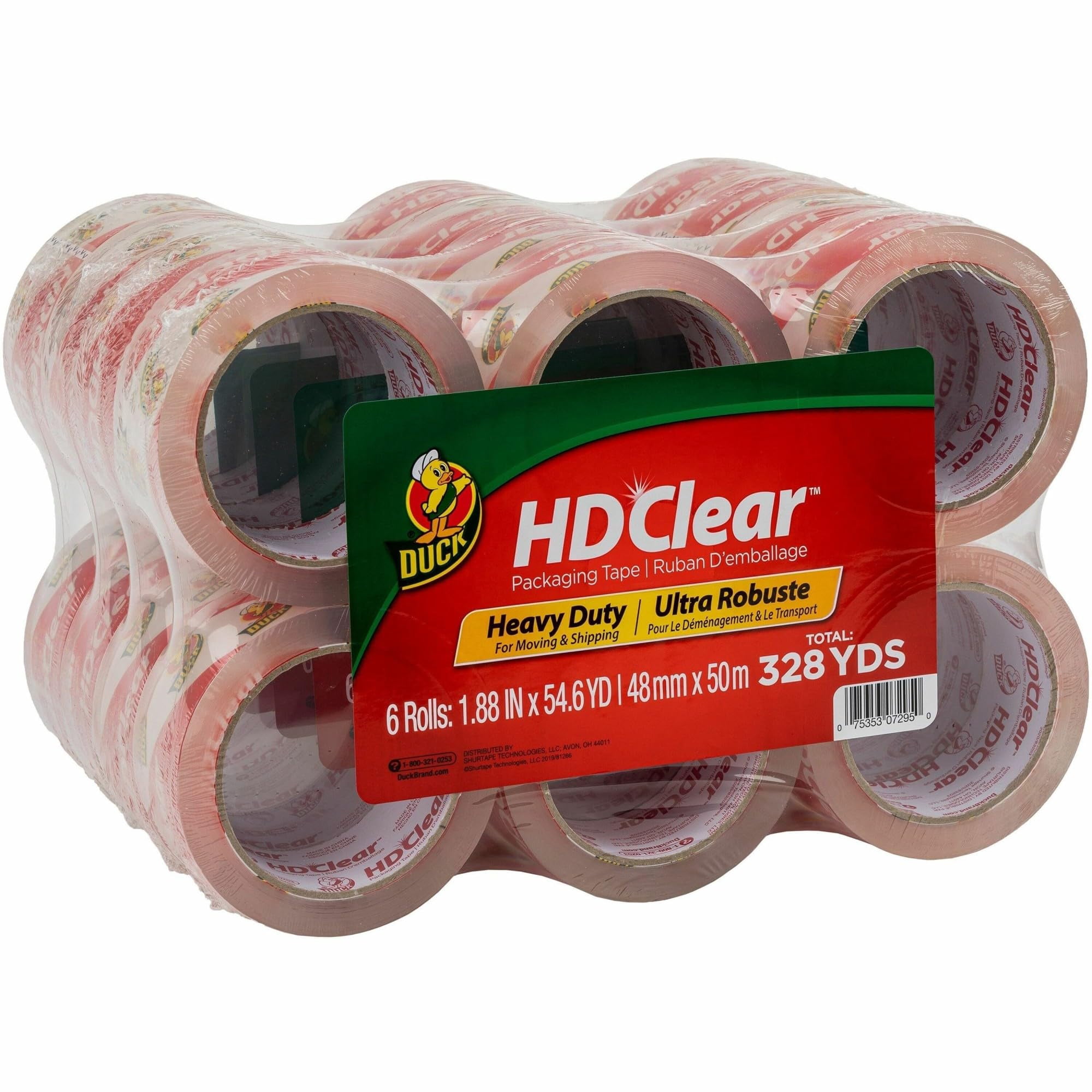 Duck HD Clear Packing Tape, 1.88 in x 55 yd, 24 Rolls