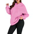 thumbnail image 2 of Sudaderas con Capucha Extragrandes para Mujer, Sudaderas de Forro , Suéteres de Moda para Otoño e Invierno Rosa M, 2 of 9