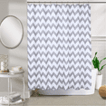 thumbnail image 6 of MONOJOY Chevron Shower Curtain, Waterproof Grey Fabric Shower Curtain for Bathroom, Striped Shower Curtain with Rustproof Grommets, 72" x 72", Grey and White, 6 of 6
