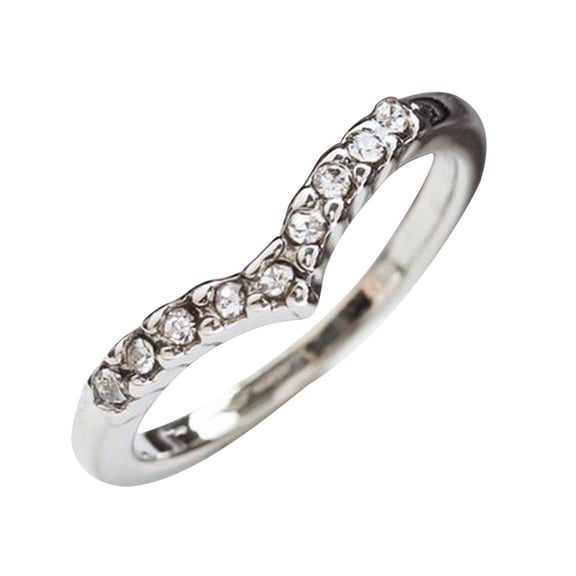Guodhu Cubic Zirconia Eternity Ring Heart Shape Stackable Ring Minimalist CZ Statement Engagement Promise Band for Women