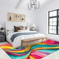 thumbnail image 2 of Abstract Colorful Waves Rug 5x6 Area Rugs Funky Multicolor Wavy Stripes Rugs Ultra Soft Non Slip Washable Carpet for Living Room Bedroom Study Office Hallway, 2 of 7