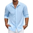 thumbnail image 1 of ZAXARRA Chemise Homme Col à Manches Longues Col Rabattu Chemise Boutonnée Solide Automne Casual Daily Tops Streetwear, 1 of 5