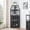 Black, variant on YUSAZENS Corner Wine Bar Rack Cabinet with Detachable Wine Rack, Home Bar Cabinet with Barn Door and Adjustable Shelf, Wine Bar Cabinet and Buffet Cabinet with Mesh Door Gray