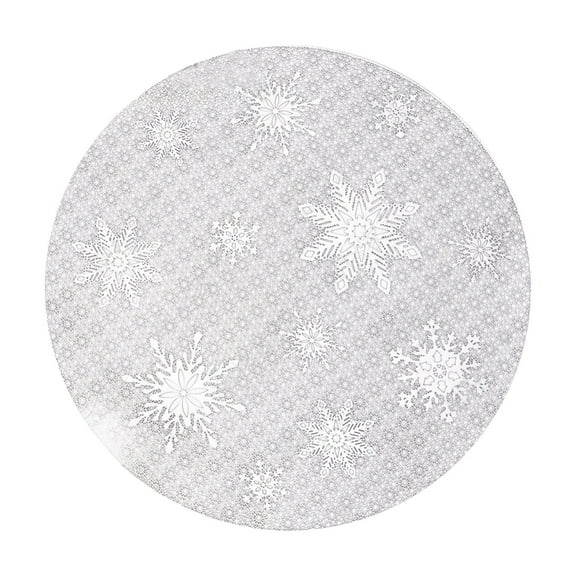 Round Snowflake Placemats Washable Easy To Clean Wipeable Stain-resistants Heat-resistants Table Placemats Suitable for Wedding Party Holiday Decorations