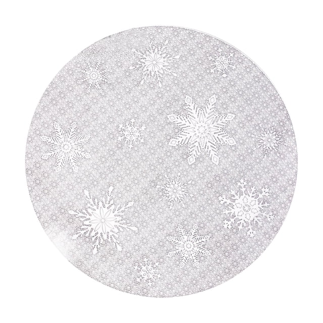 B Round Snowflake Placemats Washable Easy Clean Stain Heat Resistant Table Mats For Wedding Party Holiday Decorations Plastic Material Style B
