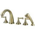 thumbnail image 1 of Kingston Brass KS53625FL Three Handle Roman Tub Filler with Hand Shower, 1 of 1