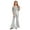 Silver, variant on Girls Metallic Flared Pants Jumpsuit Spaghetti Straps Hippie Dance Full Body Unitard Performance Light Blue 6