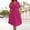 (Fashion 62)Hot Pink, variant on Fashion Women Solid Color V-Neck Short Sleeve Mid Calf Dress Summer Casual Comfortable Knee-Length Dress