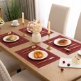 thumbnail image 4 of Placemats Set of 4, Yamaziot Double Layer Cloth Fabric Heat Resistant Place Mat, Washable Reversible Rectangle Dining Table Mats, Hollow Red, 12"x18", 4 of 7