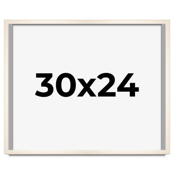 30x24 Shadow Box Cream of Wheat White Washed Display Frame | 0.875 Inches Deep Solid Wood Shadowbox