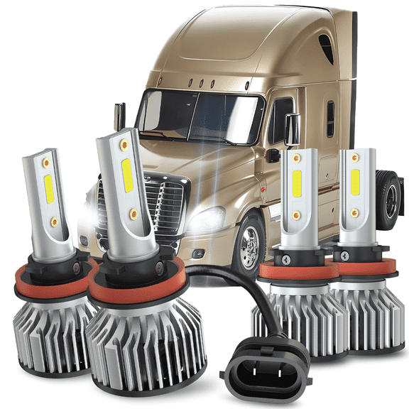 H9 H11 High&Low Beam for Freightliner Cascadia 2008-2012 2013 2014 2015 2016 2017 LED Headlight Bulbs Kit 4pcs