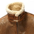 thumbnail image 5 of FLAVOR Mens Leather Bomber Jacket Warm Piolt Winter Shearling Jackets Aviator Coat (X-Large, Brown), 5 of 6
