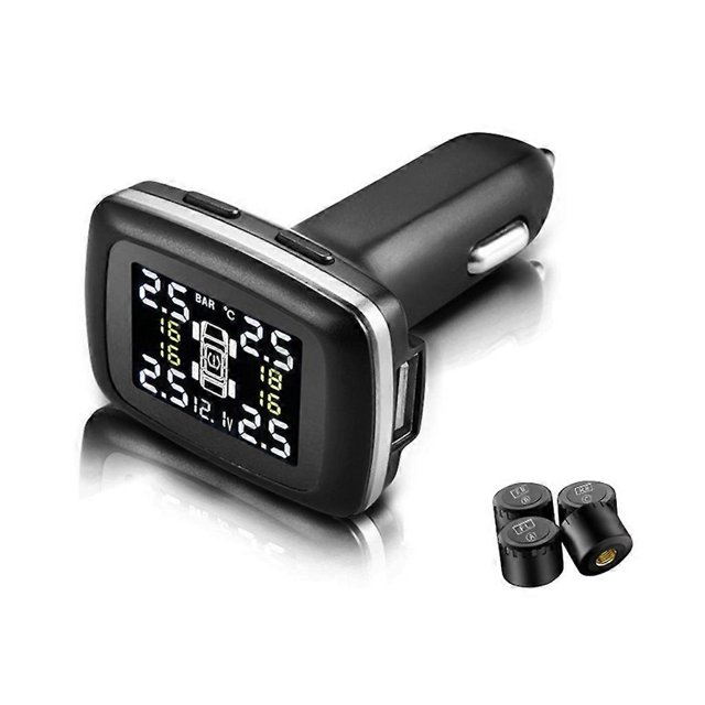 Monitor de presión de neumáticos TPMS con 4 sensores externos y pantalla digital en tiempo real de 0 a 3,5 bar