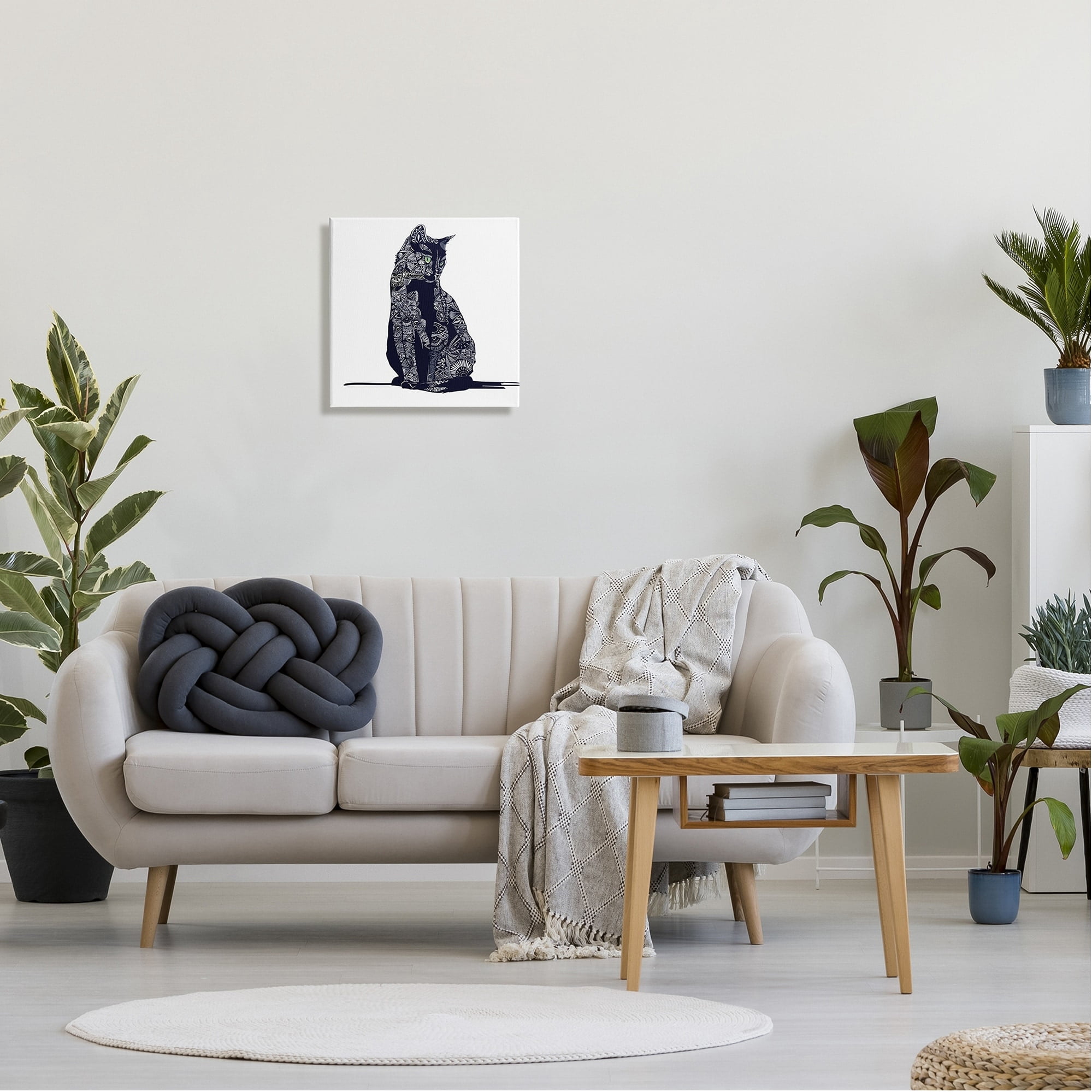 Stupell Industries Fractal Patterned Black Cat Animals & Insects Painting Gallery Wrapped Canvas Print Wall Art