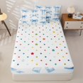 thumbnail image 4 of Manfei Blue Princess Bow Zipper Twin Comforter Sets with Fitted Sheet and 2 Pillowcases For Girls,Watercolor Bowknot Print Zipper Bedding Set For Kids,Reversible,4-Piece, 4 of 7