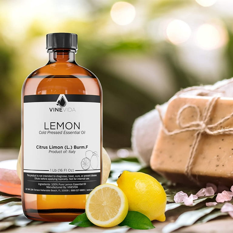 Bulk Lemon Essential Oil - 16 Oz Lemon Essential Oil - 100% Pure &  Undiluted Essential Oil - 1 Pound Lemon Oil for DIY Soaps, Candles, and  Blends 