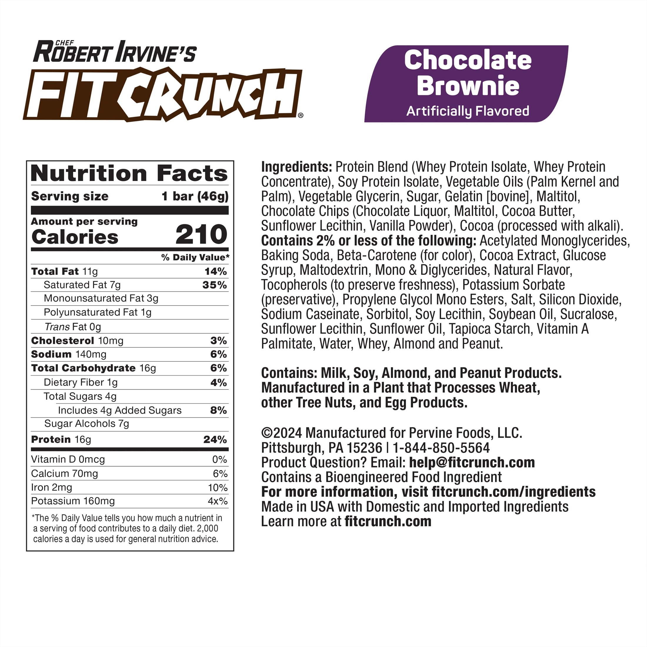 (3 pack) FITCRUNCH Chocolate Brownie Protein Bar, 16Gg, 5ct