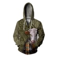 thumbnail image 5 of Sudadera con capucha informal de otoño para hombre, sudadera con cremallera, estampado moderno de vaca y caballo, sudadera con capucha holgada de calle divertida y a la moda para hombre, 5 of 5