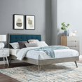 thumbnail image 2 of Platform Bed Frame, Queen Size, Fabric, Wood, Grey Gray Navy Blue, Modern Contemporary Urban Design, Bedroom Master Guest Suite, 2 of 10