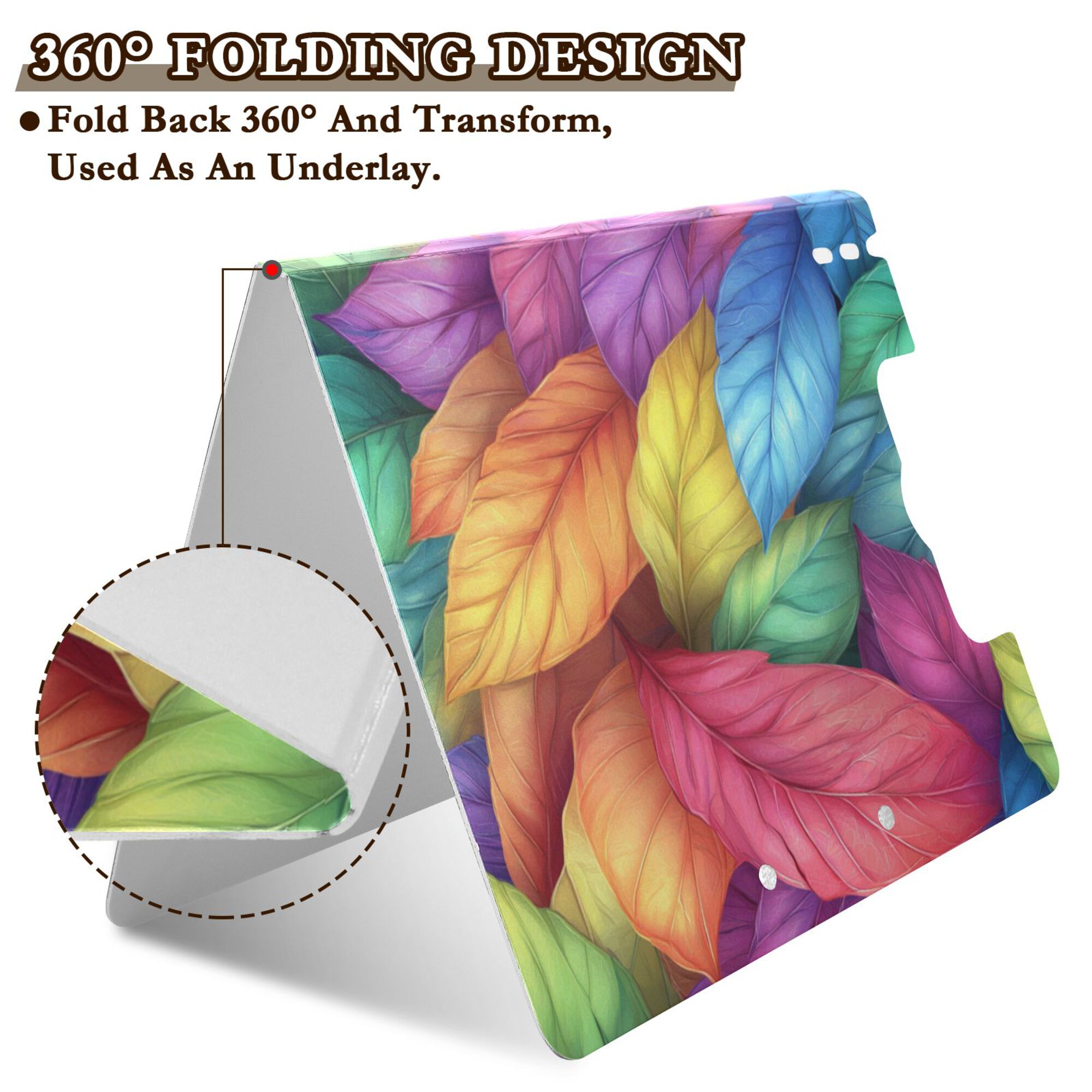 FORMRS A4 Clipboard Folder with Pen Holder Horizontal Foldable School Office Binder, Vibrant Leaves Pattern