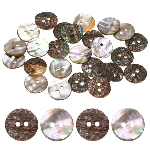 Botones de Concha Natural Uxcell [25pcs] - Botones de Costura de Madreperla de 15mm 2 Agujeros para Costura de Camisas y Decoración de Manualidades DIY - [Amarillo Dorado]