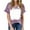 Purple, variant on Womens Polyester Blank Bleached Shirts for Sublimation Casual Loose Short Sleeve Summer Tops Sublimation Ready Graphic Tees Brown,L