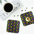 thumbnail image 5 of Kll Square Drink Coasters Set Of 4,Pu Leather Absorbent Coasters Set Decorative Coffee Cup Coasters Housewarming Gift For Home Decor-Mardi Gras Shiny Green Purple, 5 of 9