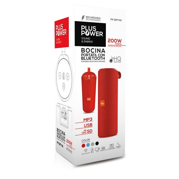 Bocina Bluetooth Plus Power Sd Aux Mp3 200w PP-SBT106 PLATA Plus Power PP-SBT106SL