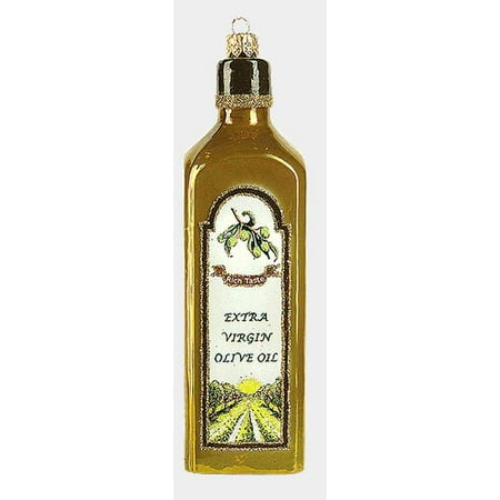 Bottle Of Extra Virgin Olive Oil Polish Glass Christmas Ornament