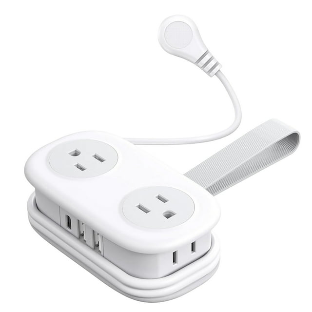 SevenFunction Barre d'Alimentation Électrique pour Usage Intérieur Sans Surtension - Rallonge de Voyage 7-en-un avec & Gestion pour Dortoir Maison
