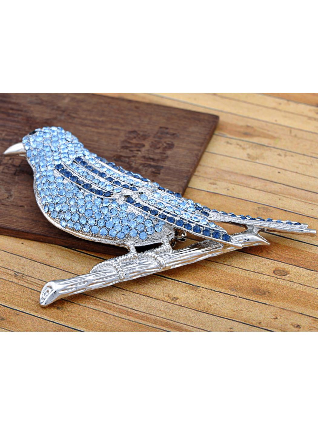 Sparkly Parrot Brooch - Silvery Tone Multicolor Crystal Rhinestone Lapel Pin Dress Accessory