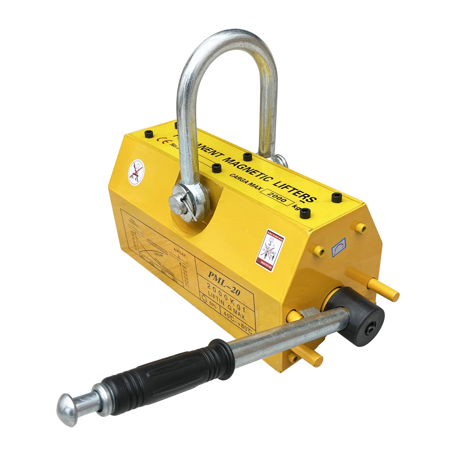 4400lbs Permanent Magnetic Lifter Metal Lifting Magnet Shop Hoist Crane with Handle Neodymium Magnetic