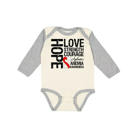 

Inktastic Aplastic Anemia Hope Love Strength Gift Baby Boy or Baby Girl Long Sleeve Bodysuit