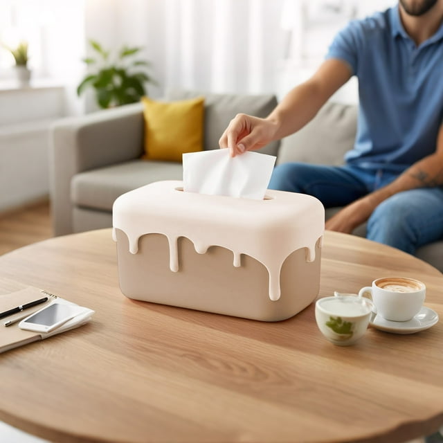 Elegant Decorative Tissue Cover Desktop Ornament for Living Room Bathroom Spring Lift Design Large Capacity No Drill Holder