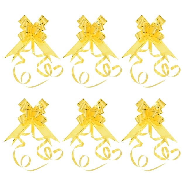 Unique Bargains 2.8inch Pull Bows Present Wrapping String Bows Ribbon Gold Thread Style Gold Tone 40 Pack