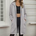 thumbnail image 2 of Towmus Zip up Hoodies for Women Plus Size Sweatshirts Long Coat Fall Winter Outwear with Pockets, 2 of 7