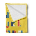 thumbnail image 2 of Alphabet Soft Flannel Fleece Throw Blanket, Colored Geometric Small Letters Kids School Elementary ABC Nursery, Cozy Plush for Indoor and Outdoor Use, 70" x 90", Yellow and Multicolor, by Ambesonne, 2 of 5
