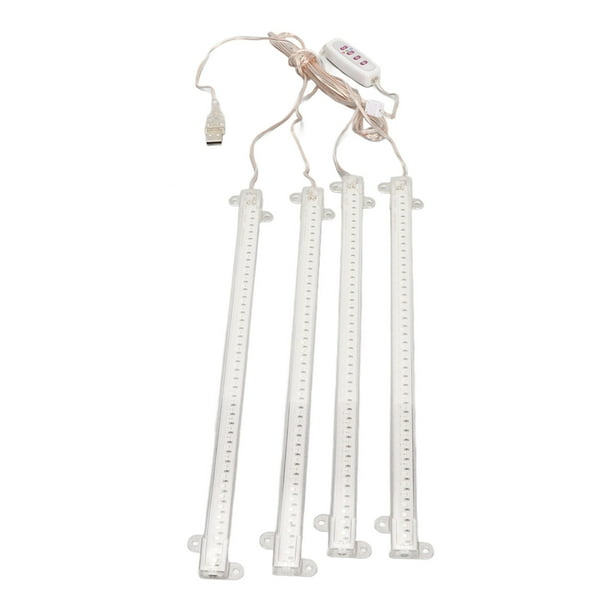 Luz LED De Cultivo Para Plantas De Interior, Espectro Completo, 4 Tubos, Brillo Ajustable, Luz Roja Y Azul Para Fotosíntesis De Germinación Con Temporizador De Enchufe USB 8H