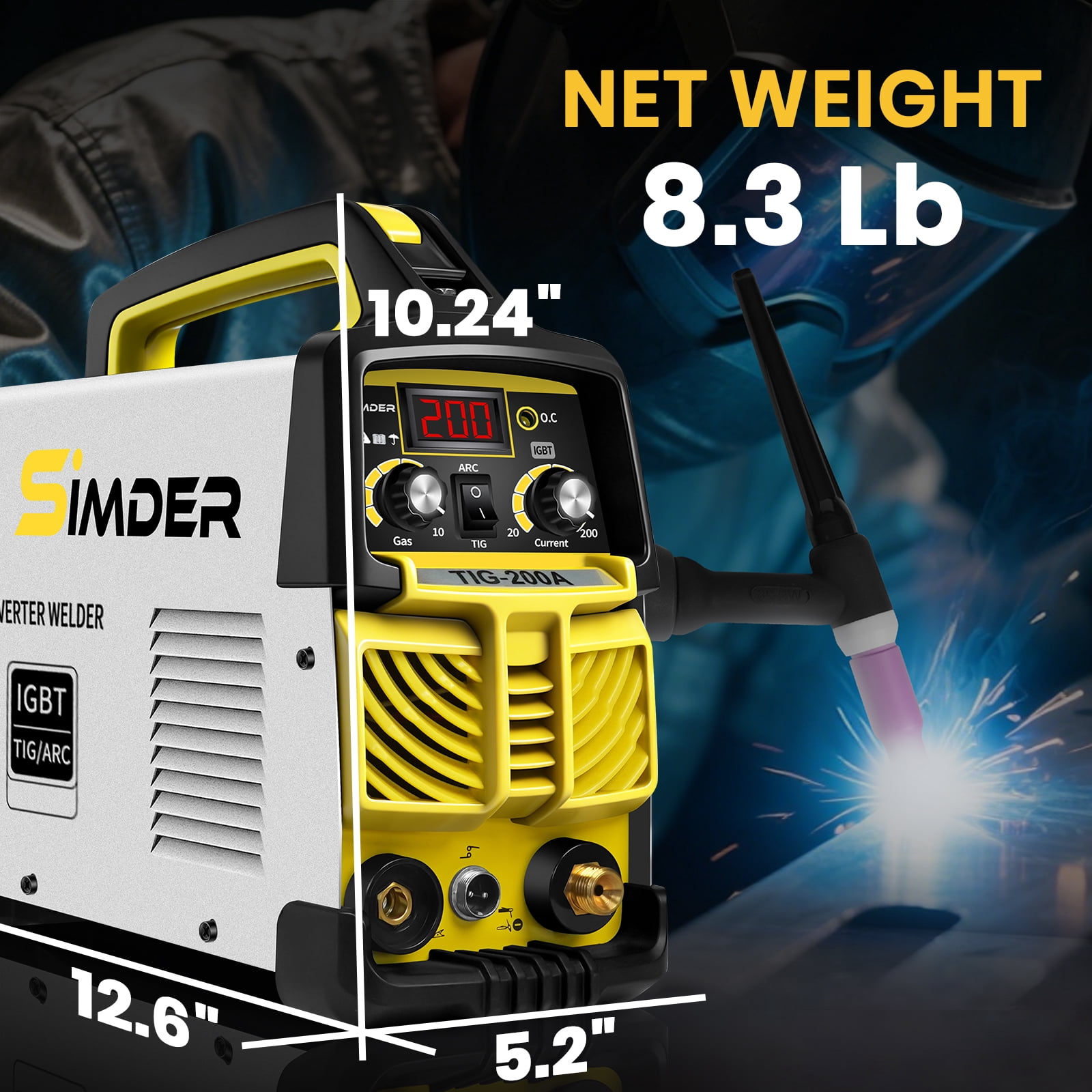 SSIMDER Welding Machine with Auto-Darkening Welding Helmet and Welding Gloves, 140A 2-in-1 Lift TIG/Stick Welder, Portable Dual Voltage 110V/220V for Home DIY, Repair and Metalwork