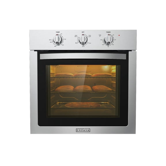 Empava 24 inch Electric Single Wall Oven, Stainless Steel Built-in Wall Oven, Mechanical Knobs Control, 24WOE40L