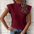 thumbnail image 5 of T Shirts For Women Womens Tops Short Sleeved Half High Collar Textured Wavy Solid Color Top T Shirt, 5 of 7